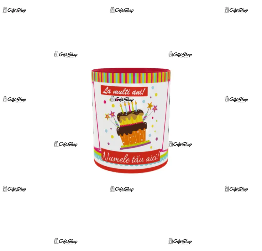 La multi ani, cana din ceramica, 330ml, personalizata cu 2 poze si text model 3351